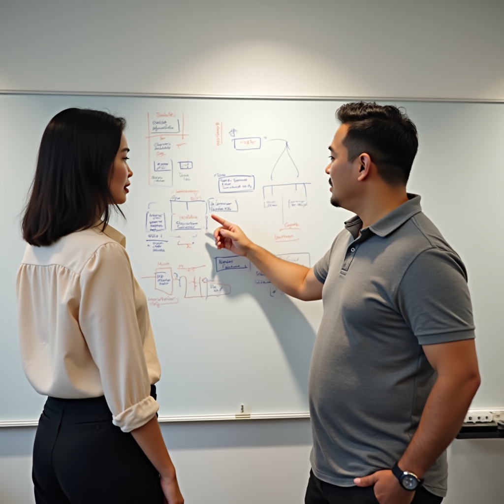 Professional communication workshop with Filipino team members presenting ideas